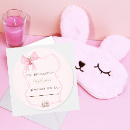 Sticker Rond Fraise, Oie, Bow Frame Pois Baby shower