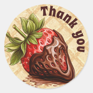 Sticker Rond Fraise personnalisée trempée dans le chocolat