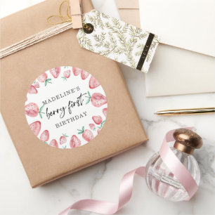 Sticker Rond Fraise Premier anniversaire 1er Berry Sweet Favori