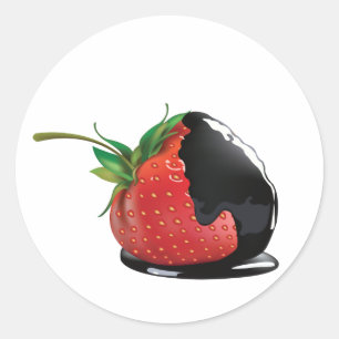 Sticker Rond Fraise recouverte de chocolat
