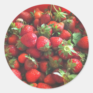 Sticker Rond Fraises   baies rouges fraîches