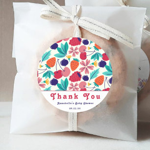 Sticker Rond Fraises Blueberries Baby shower Tropical
