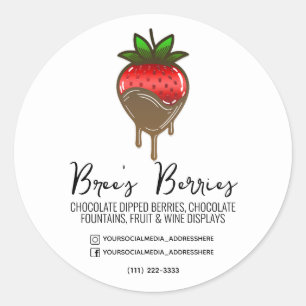 Sticker Rond Fraises Dipped au Chocolat