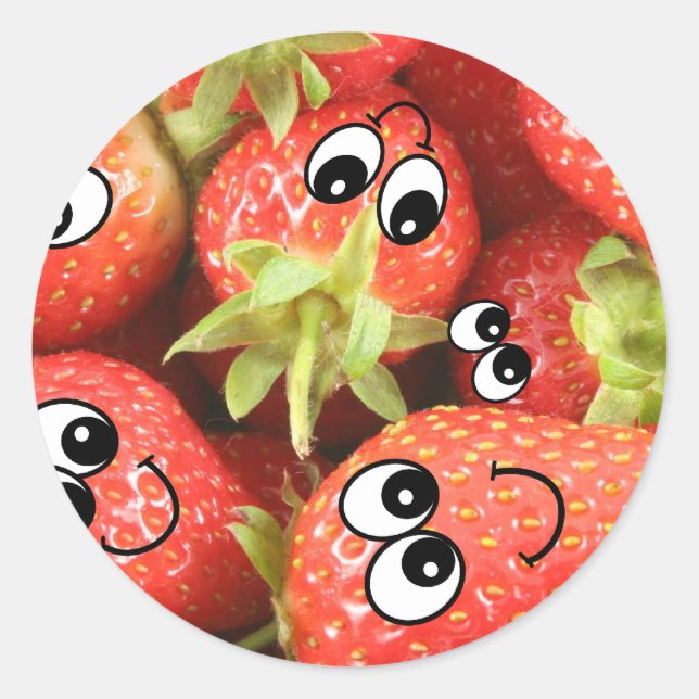 Sticker Rond Fraises jolies (Devant)