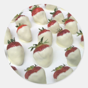 Sticker Rond Fraises trempées dans le chocolat blanc