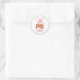 Sticker Rond Fraisier menthe verte Premier Anniversaire