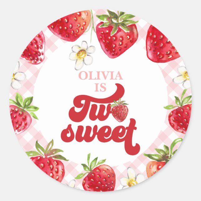 Sticker Rond Framboise deux sucré 2e anniversaire (Devant)