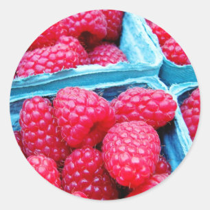 Sticker Rond Framboises fraîches