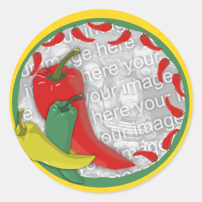 Sticker Rond Frame circulaire du groupe Chili Pepper2 (Devant)