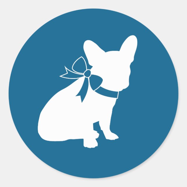Sticker Rond Français Baby shower Bulldog Français Frenchie Blu (Devant)