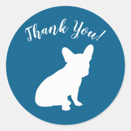 Sticker Rond Français Baby shower Bulldog Français Frenchie Blu