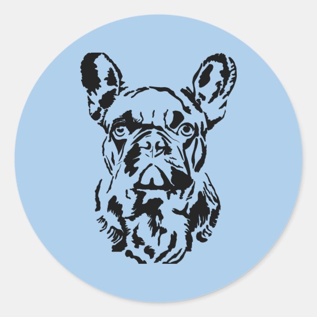 Sticker Rond Français Bulldog Main Drake Digital Shadow Art (Devant)