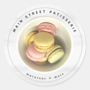 Sticker Rond Français Macarons Alimentation Photo Pâtisserie Bu