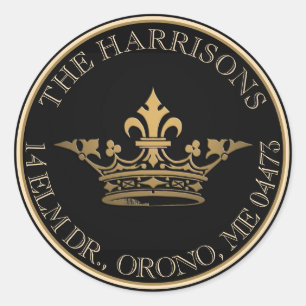 Sticker Rond France Couronne Métallurgique Noir Adresse de reto