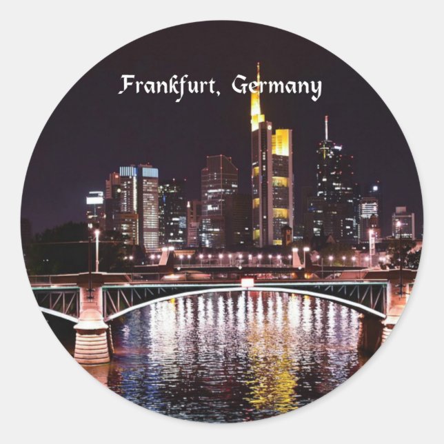 Sticker Rond Francfort, Allemagne, photo de la ville (Devant)