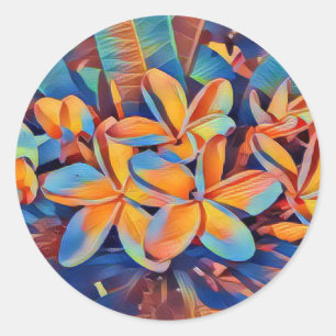 Sticker Rond Frangipanis tropicaux renversants