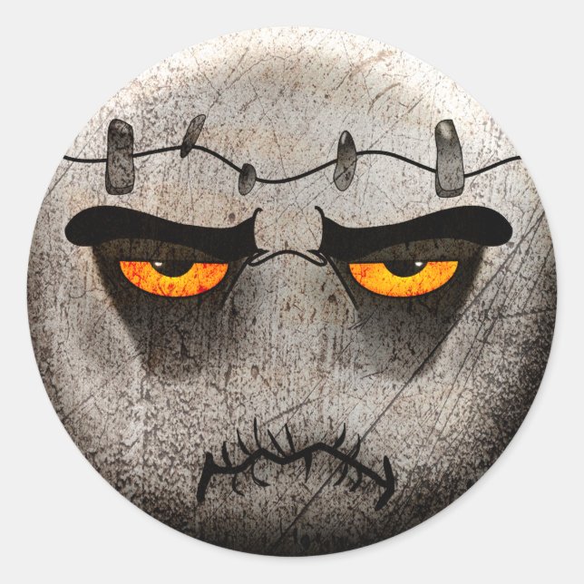 Sticker Rond Frankenmoji Vintage (Vorderseite)
