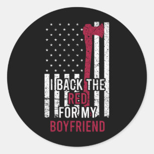 Sticker Rond Frappe de pompier de la Ligne rouge mince