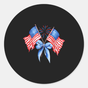 Sticker Rond Frappe Usa Feu D'Artifice Bows Patriotique 4 Juil