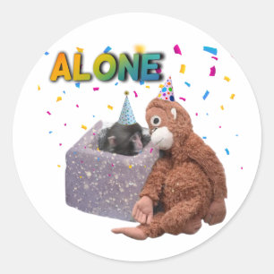 Sticker Rond Frapper le singe