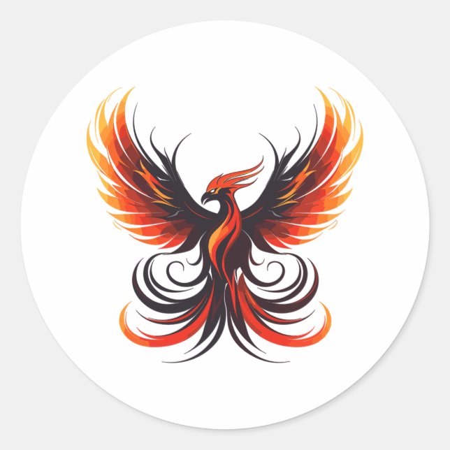 Sticker Rond Frapper Phoenix en flammes Diffusion C'est des ail (Devant)