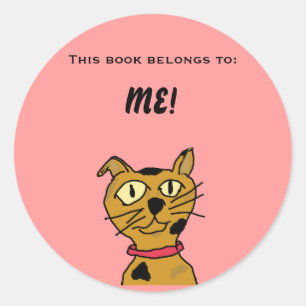 Sticker Rond Fred the Cat livre plaque