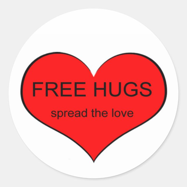 Sticker Rond Free Hugs Spread Love (Devant)