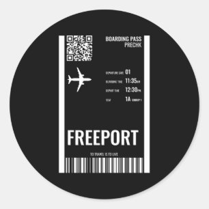 Sticker Rond Freeport Bahamas Boarding Pass Airline Ticket