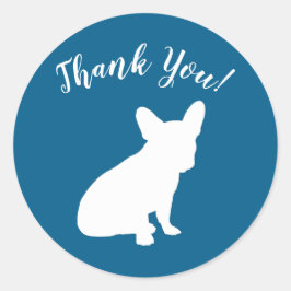 Sticker Rond French Bulldog Theme Party - Baby shower Blue
