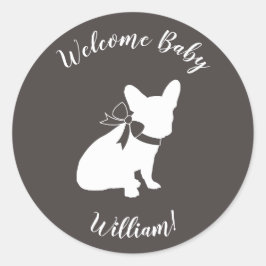 Sticker Rond French Bulldog Theme Party - Baby shower neutre