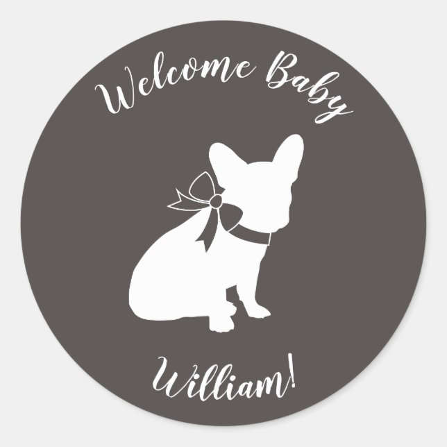 Sticker Rond French Bulldog Theme Party - Baby shower neutre (Devant)