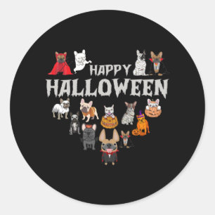 Sticker Rond French Costume Happy Halloween Chien France
