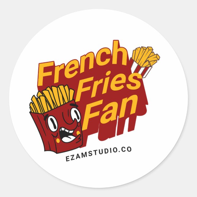 Sticker Rond "French Fries Fan - Fun and Playing Design" (Devant)