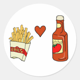 Sticker Rond French Fries Love Ketchup
