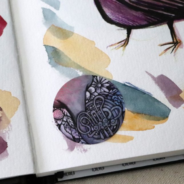 Sticker Rond French Horn Band Classe Musique professeur (Créateur téléchargé)