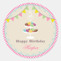 French Macarons Anniversaire En vichy rose