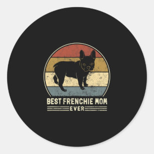 Sticker Rond Frenchie Maman Jamais Rétro French Buldog Chien Ma