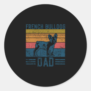 Sticker Rond Frenchie Papa - Vintage Français Bulldog Papa