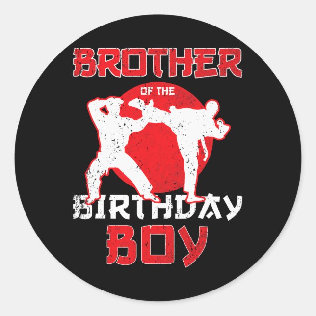 Sticker Rond Frère De Karate Anniversaire Taekwondo Boy Marti (Devant)