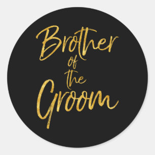 Sticker Rond Frère De La Groom Chemise Mignonne Or Correspondan