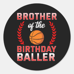 Sticker Rond Frère De L'Anniversaire Garçon Bysketbyll Annivers