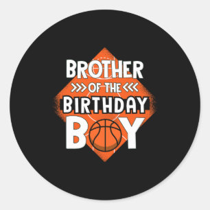 Sticker Rond Frère De L'Anniversaire Garçon Frère Bysketbyll Bi
