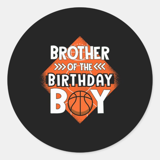 Sticker Rond Frère De L'Anniversaire Garçon Frère Bysketbyll Bi (Devant)