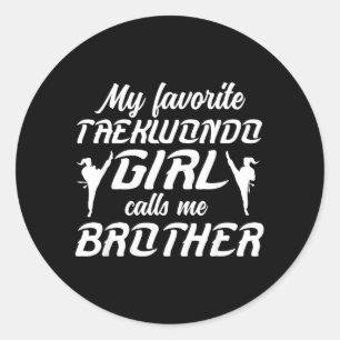 Sticker Rond Frère de Taekwondo Combattant de Taekwondo fier fr