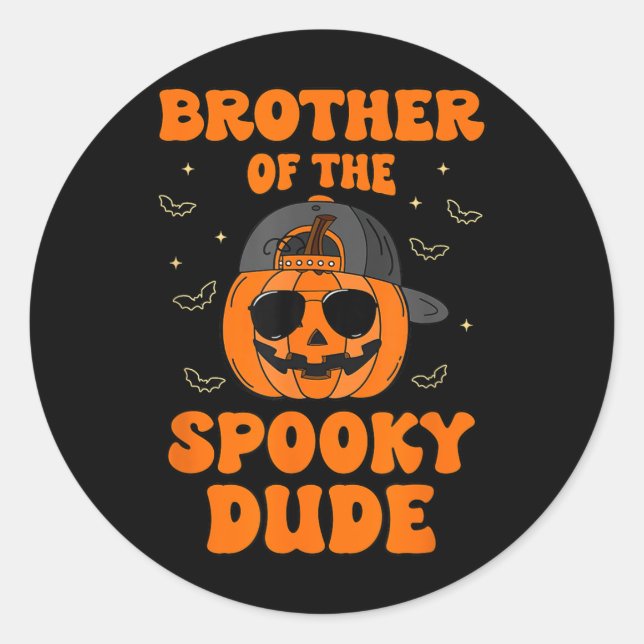Sticker Rond Frère Du Éffrayant Dude Citrouille Halloween Naiss (Devant)