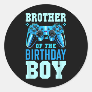 Sticker Rond Frère du garçon d'anniversaire correspondant vidéo