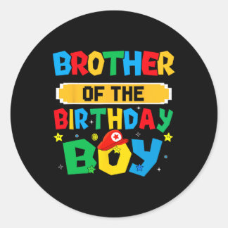 Sticker Rond Frère du garçon d'anniversaire jeu vidéo partie de