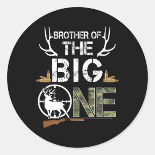Sticker Rond Frère Du Gros Anniversaire Boy Deer Hunter Ca