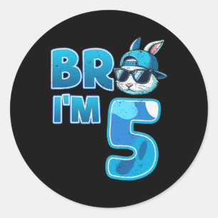 Sticker Rond Frère, j'ai 5 ans, garçon d'anniversaire, 5ème lap