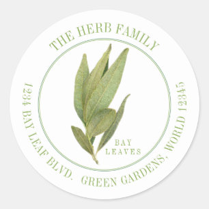 Sticker Rond FRESH BAY FEUILLES Petite adresse ronde sceaux